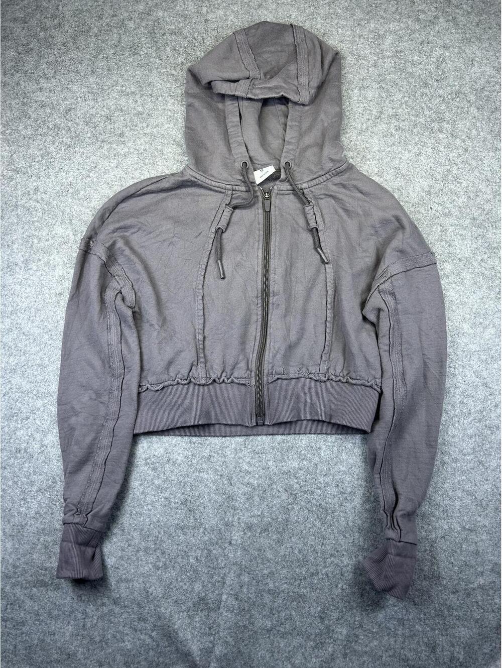 Gymshark Cropped Hoodie Womens Distressed Full-Zip Jacket Size XS